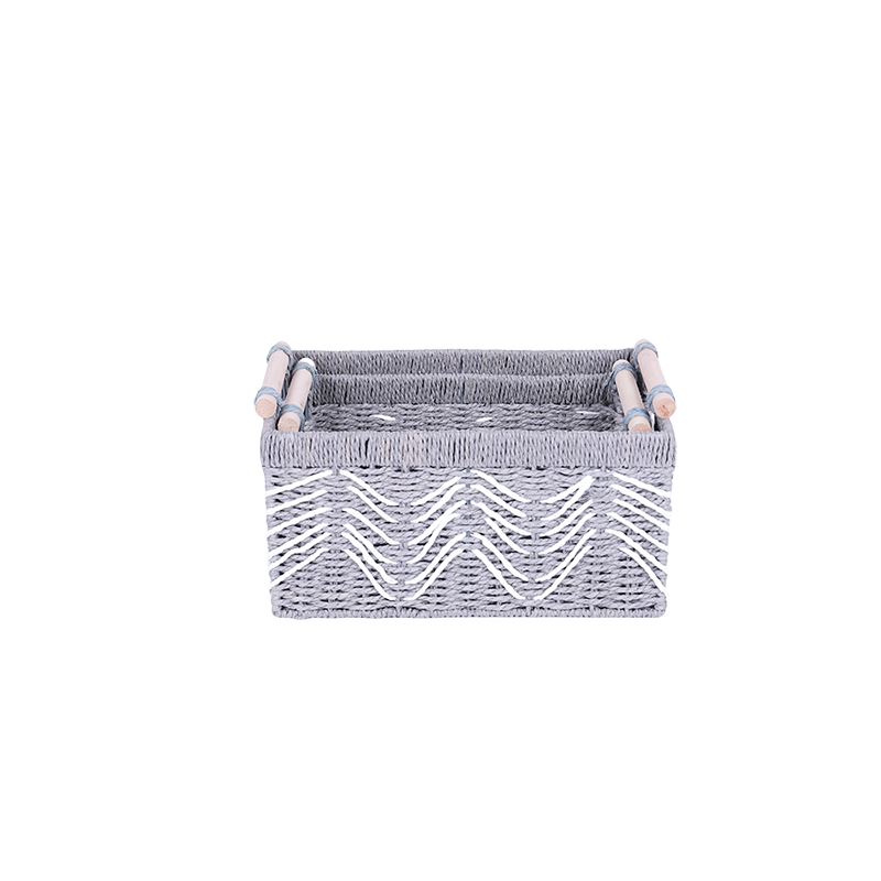 Grey paper woven storage basket