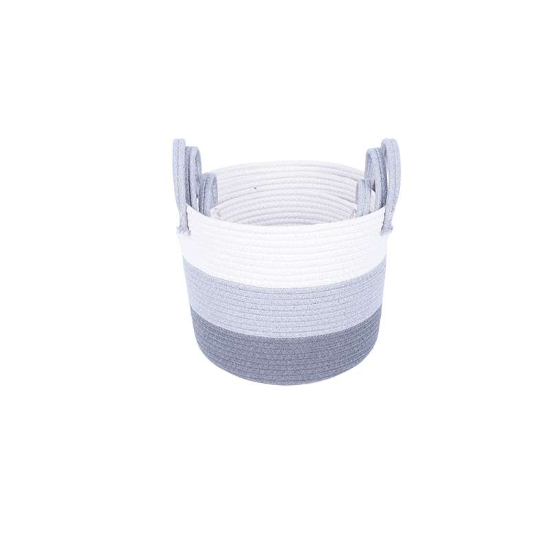 Gray and white gradient cotton rope storage set
