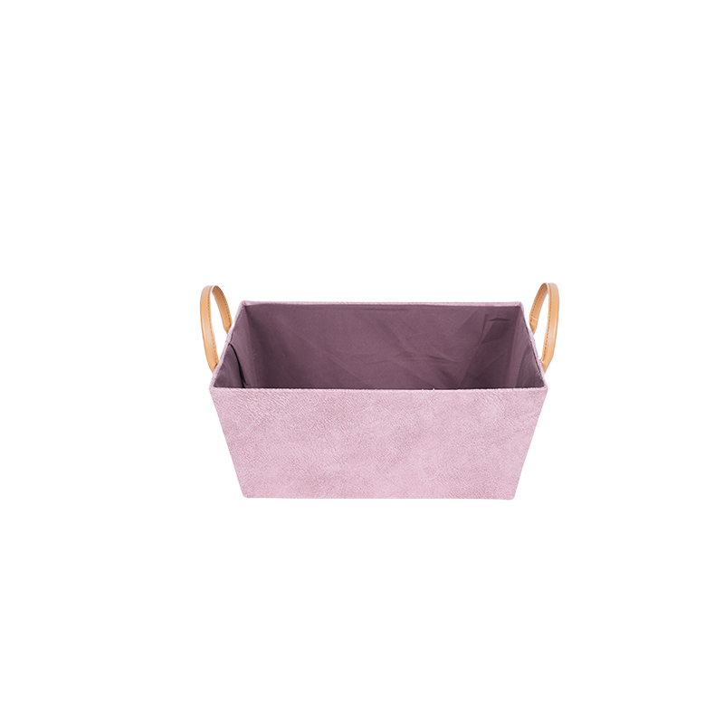 Fabric storage with leather handle