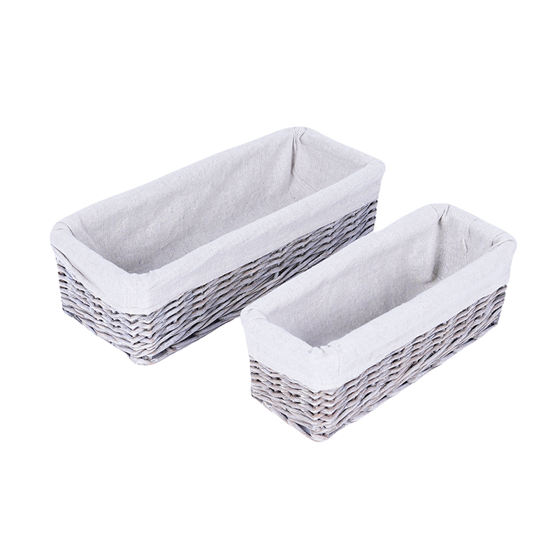Wicker storage with fabric lining