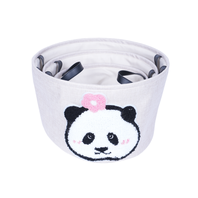 Set of 3 panda pattern storage