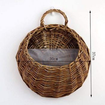 Hanging Planter Garden Rattan Artificial Flower Basket Wall