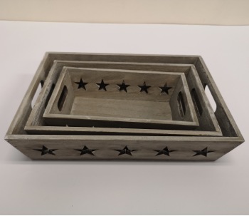 Wooden Box Planter Outdoor Plant Pot Tray with Star Hole