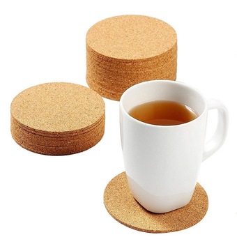 Cork Bar Drink Coasters - Absorbent and Reusable - Tan - 4-Inches, 1/8-Inch Thick