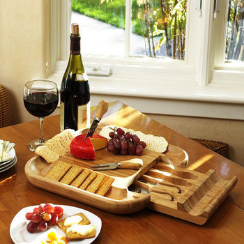 Bamboo Cheese Board With Knife