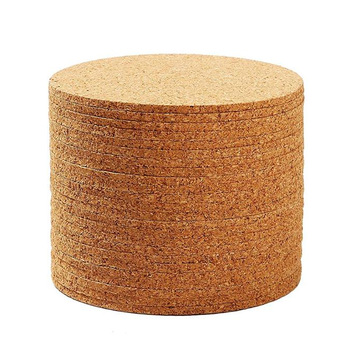 Cork Bar Drink Coasters - Absorbent and Reusable - Tan - 4-Inches, 1/8-Inch Thick