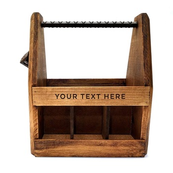 Handcrafted Wooden Beer Carrier with Bottle Opener - Customized
