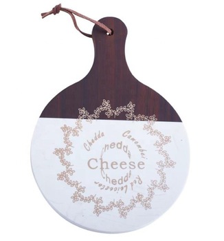 Acacia Wood Round Board With Marble