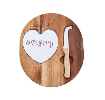 Round Cheese Board Set - Set Includes 1 Piece Cheese Knife