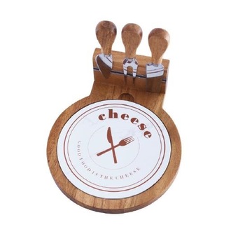 Cheese Board Set - Set Includes 3 Piece Cheese Knife Set
