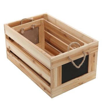 Wooden Chalk Board Blackboard Display Storage Box Crates