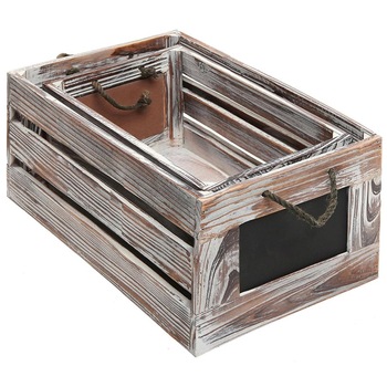 Wood Rustic Storage Crates with Chalkboard