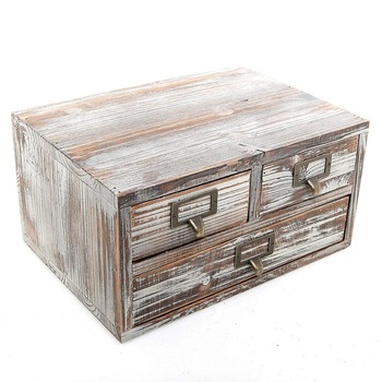 2022 Rustic Torched Finish Wood Office Storage Box