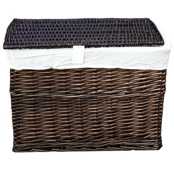 Wicker Lidded Baskets Chocolate Brown 3 Pack